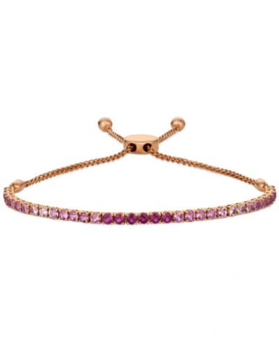 Le Vian Pink Ruby (1-3/4 Ct. T.w.) & White Sapphire (1/4 Ct. T.w.) Ombre Bolo Bracelet In 14k Rose Gold