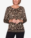 ALFRED DUNNER WOMEN'S PLUS SIZE CLASSICS ANIMAL JACQUARD SWEATER