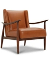 Furniture Jollene 29" Leather Winged Accent Chair, Created For Macy's In Brown