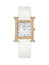 HERMES HEURE H 30MM 18K ROSE GOLD, DIAMOND & ALLIGATOR STRAP WATCH,400013287288