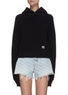 ALEXANDER WANG T LOGO TAG HOOD RIB KNIT SWEATER