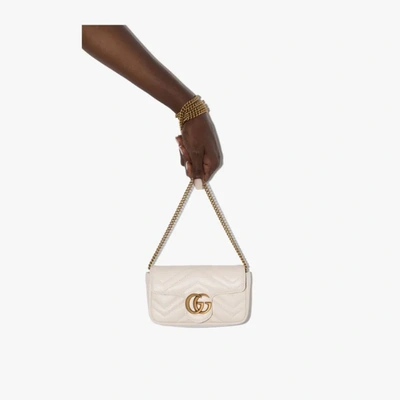 Gucci White Gg Marmont Leather Mini Bag