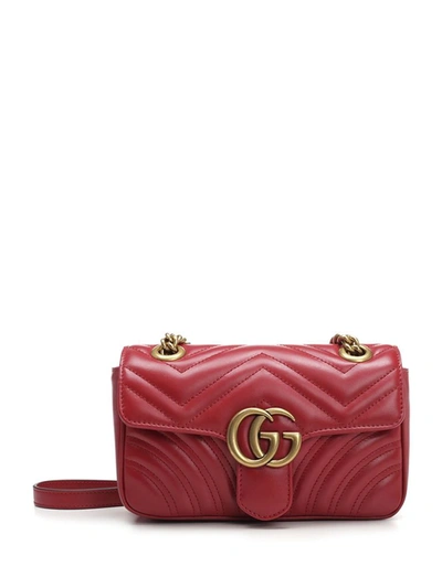 Gucci Gg Marmont Mini Shoulder Bag In Red