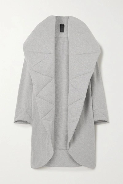 Norma Kamali Oversized Quilted Mélange Stretch Cotton-jersey Coat In Grey
