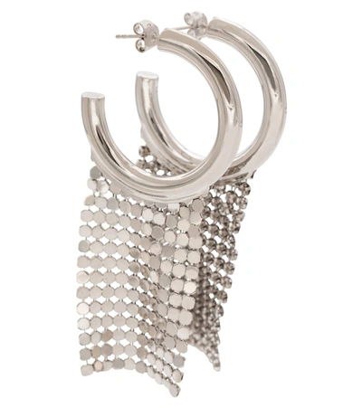 Rabanne Mesh-trimmed Hoop Earrings In Silver
