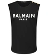 Balmain Logo Sleeveless Top In Eab Noir Blanc