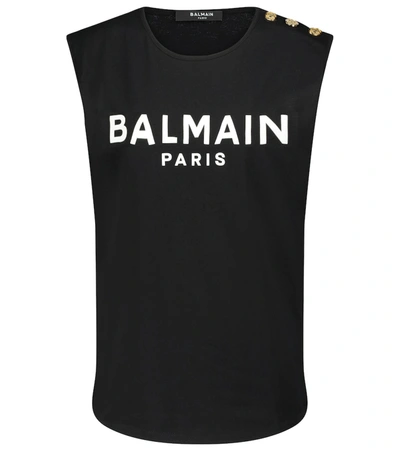Balmain Button-detailed T-shirt In Black
