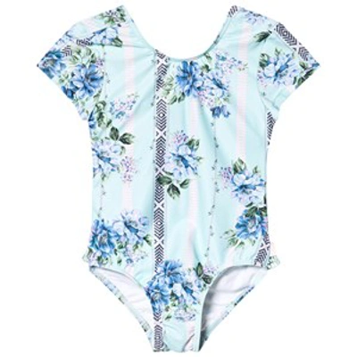 Seafolly Kids' Blue Floral Nanna´s House Cut Out Back Swimsuit