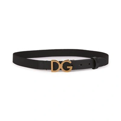 Dolce & Gabbana Kids' Leather Belt W/ Logo In Black