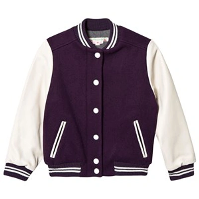 Bonpoint Babies'  Purple And Cream Paris Applique Varsity Jacket