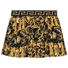 VERSACE VERSACE BLACK AND GOLD BAROQUE PLEATED SKIRT,YC000092A233328