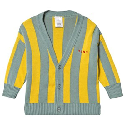 Tinycottons Babies' Sea Green And Yellow Stripes Cardigan