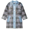 Burberry Teen Check-print Waterproof Trench Coat In Blue