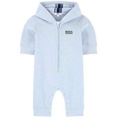 Hugo Boss Boss Pale Blue Hooded Footless Babygrow