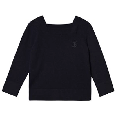 Burberry Kids' Embroidered Logo Cashmere Knit Sweater In Navy