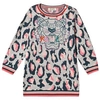 Kenzo Leopard Cotton-blend Sweater Dress In Grey