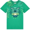 KENZO GREEN JUNGLE TIGER EMBROIDERED T-SHIRT,10678