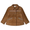 BONPOINT BONPOINT BROWN SUEDE FRINGE AND EMBROIDERED JACKET,E20CHEYENNE