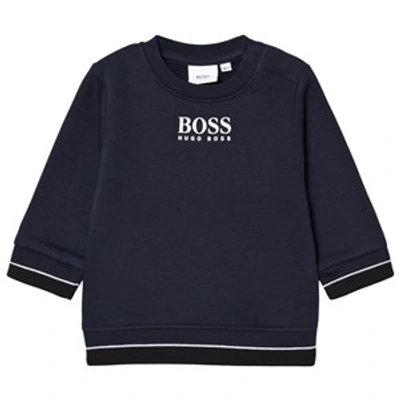 Hugo Boss Babies' Striped Logo-print Sweatshirt In Navy