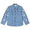 Stella Mccartney Music Notes Print Stretch Denim Shirt In Blue