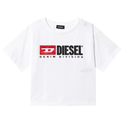 Diesel Kids' Denim Division Embroidered Tee Top K100 In White