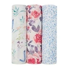 ADEN + ANAIS PACK OF 3 PINK AND BLUE WATERCOLOUR GARDEN SILKY SOFT SWADDLES ONE SIZE,9228G