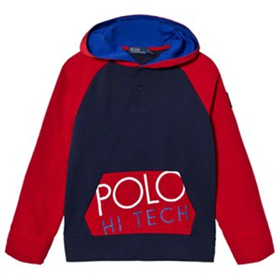 Ralph Lauren Kids'  Red And Navy Tech Polo Hybrid Hoodie