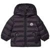 Moncler Logo Patch Padded Coat In Navy