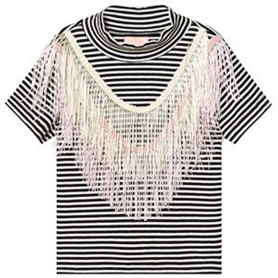 Wauw Capow Babies'  Black Striped Luna Fringe T-shirt