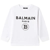 Balmain Logo-print Cold-shoulder Sweatshirt In White