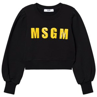 Msgm Teen Sequin-logo Cotton Sweatshirt In Black