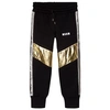 Msgm Cotton Sweatpants W/ Coated Inserts In Black