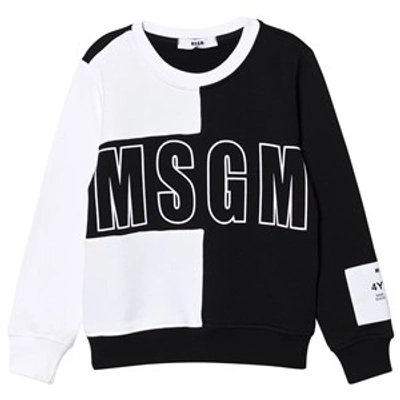 Msgm Teen Colour Block Logo Print Sweatshirt In Black