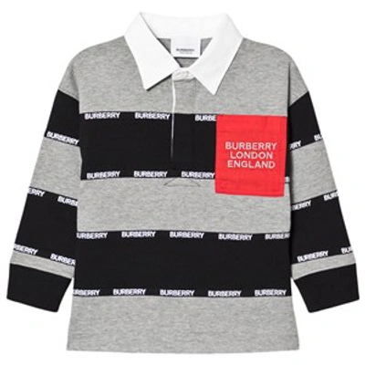 Burberry Kids' Albbie Stripe Logo Pocket Cotton Polo In Grey