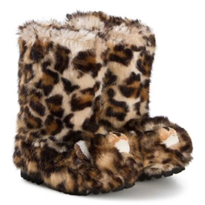 Dolce & Gabbana Kids' Leopard Plush Boots In Brown