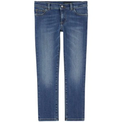 Dolce & Gabbana Kids' Mid Wash Slim Fit Jeans In Blue