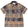 BURBERRY BURBERRY BEIGE VINTAGE CHECK AND LEOPARD ASCOT SHORT SLEEVE SHIRT,8030098