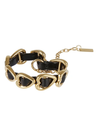 Saint Laurent Heart Plaque Bracelet In Black