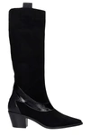 ALCHIMIA TEXAN BOOTS IN BLACK SUEDE,11634319