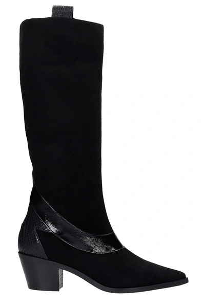 Alchimia Texan Boots In Black Suede