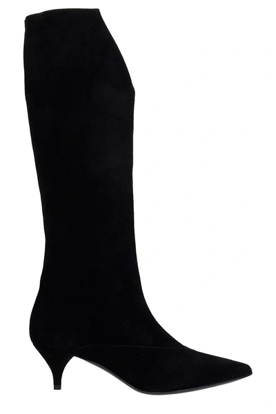 Alchimia Low Heels Boots In Black Suede