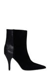 ALCHIMIA LOW HEELS ANKLE BOOTS IN BLACK SUEDE AND LEATHER,11634318