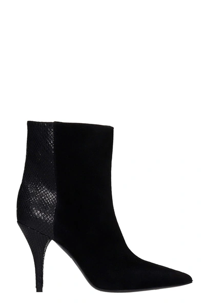 Alchimia Low Heels Ankle Boots In Black Suede And Leather