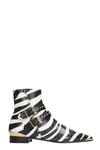 VERSACE LOW HEELS ANKLE BOOTS IN WHITE LEATHER,11633243