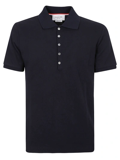 Thom Browne Short Sleeve Rib Cuff Polo Shirt In Navy