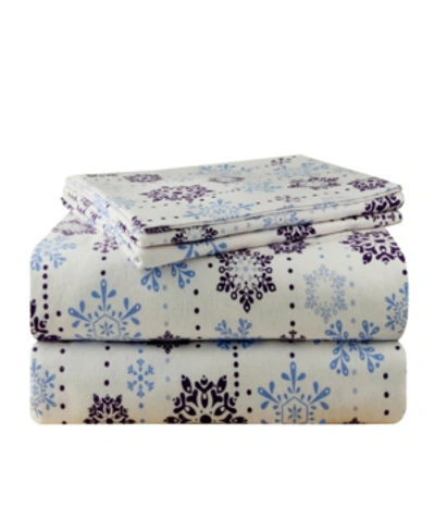Pointehaven Luxury Weight Flannel Sheet Set, Twin In Snow Drop
