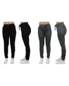 Galaxy By Harvic Women's Basic Stretch Twill Joggers, Pack Of 2 In Black-dark Grey