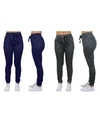 Galaxy By Harvic Women's Basic Stretch Twill Joggers, Pack Of 2 In Navy-dark Grey
