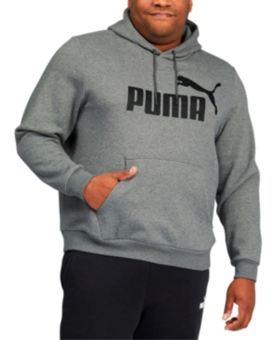 Puma Men's Big & Tall Regular-fit Logo-print Fleece Hoodie In Medium Grey Heather