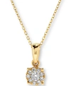 Macy's Diamond Halo Cluster Pendant Necklace (1/4 Ct. T.w.) In 14k Gold In Yellow Gold